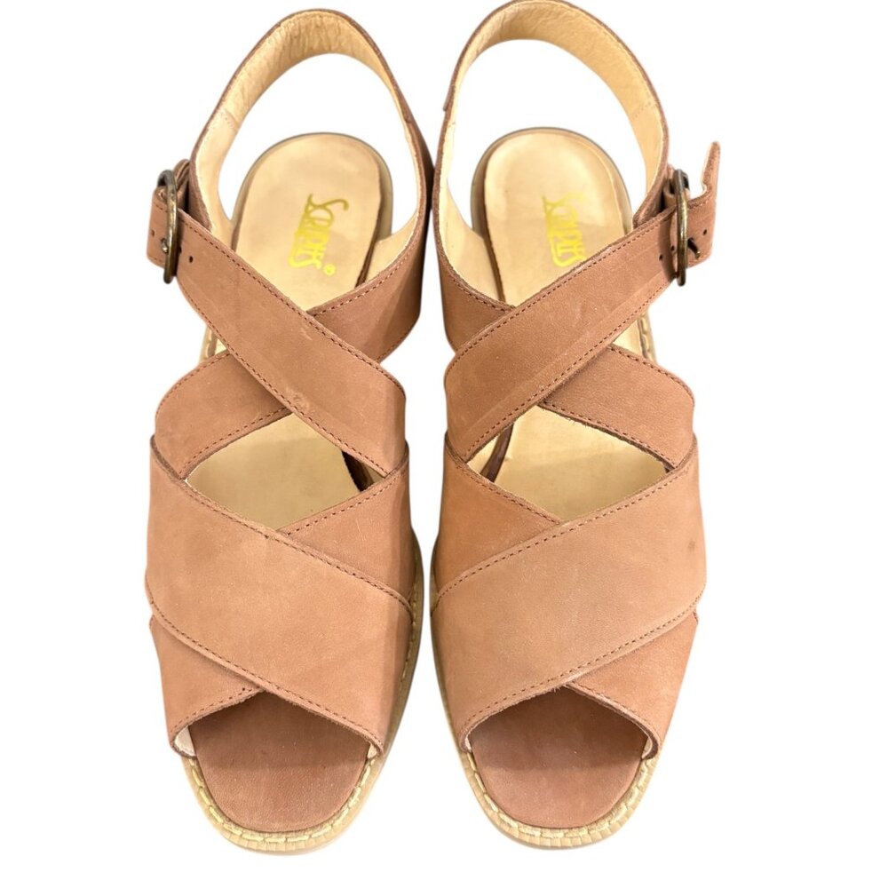 Leather Strappy Slingback Sandals Block Heel Scruples Brand NWOT